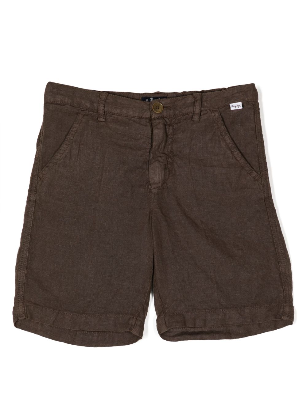 Elasticated-waistband linen shorts - Brown