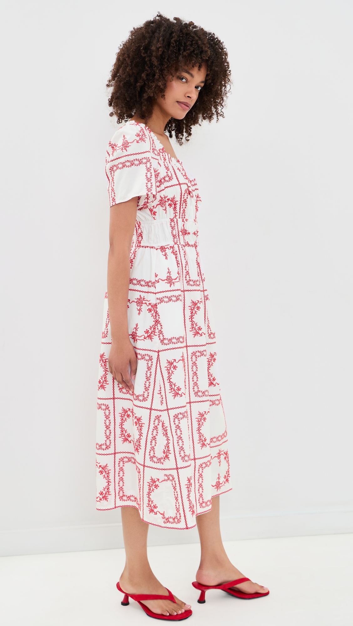 Nanette Dress Ivory Red Handkerchief