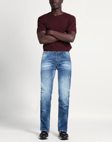 Man Jeans Blue Size 35 Cotton, Elastane