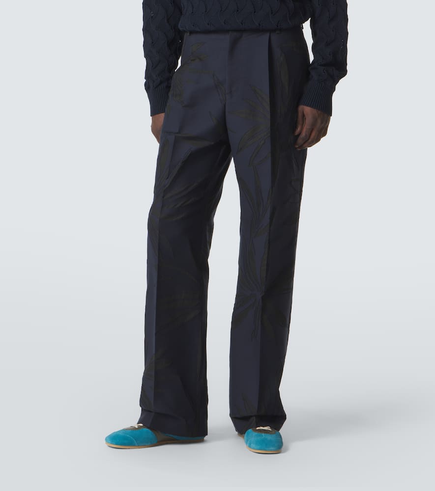 Floral cotton-blend straight pants