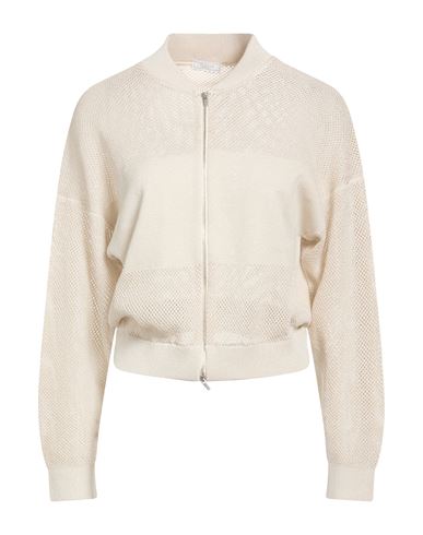 Woman Cardigan Platinum Size 4 Cotton, Viscose, Metallic fiber, Polyester