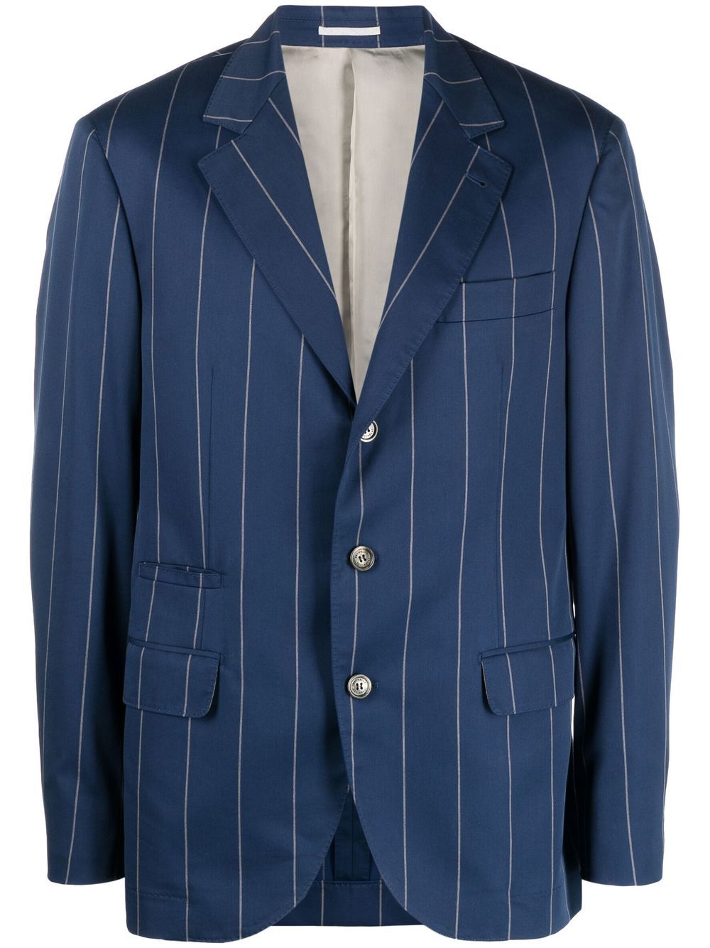 Pinstripe-print single-breasted blazer - Blue