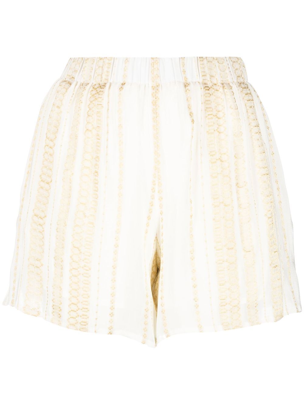 Embroidered high-waist shorts - Gold