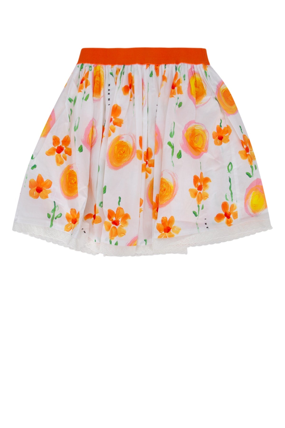 Floral Cotton Skirt — Orange
