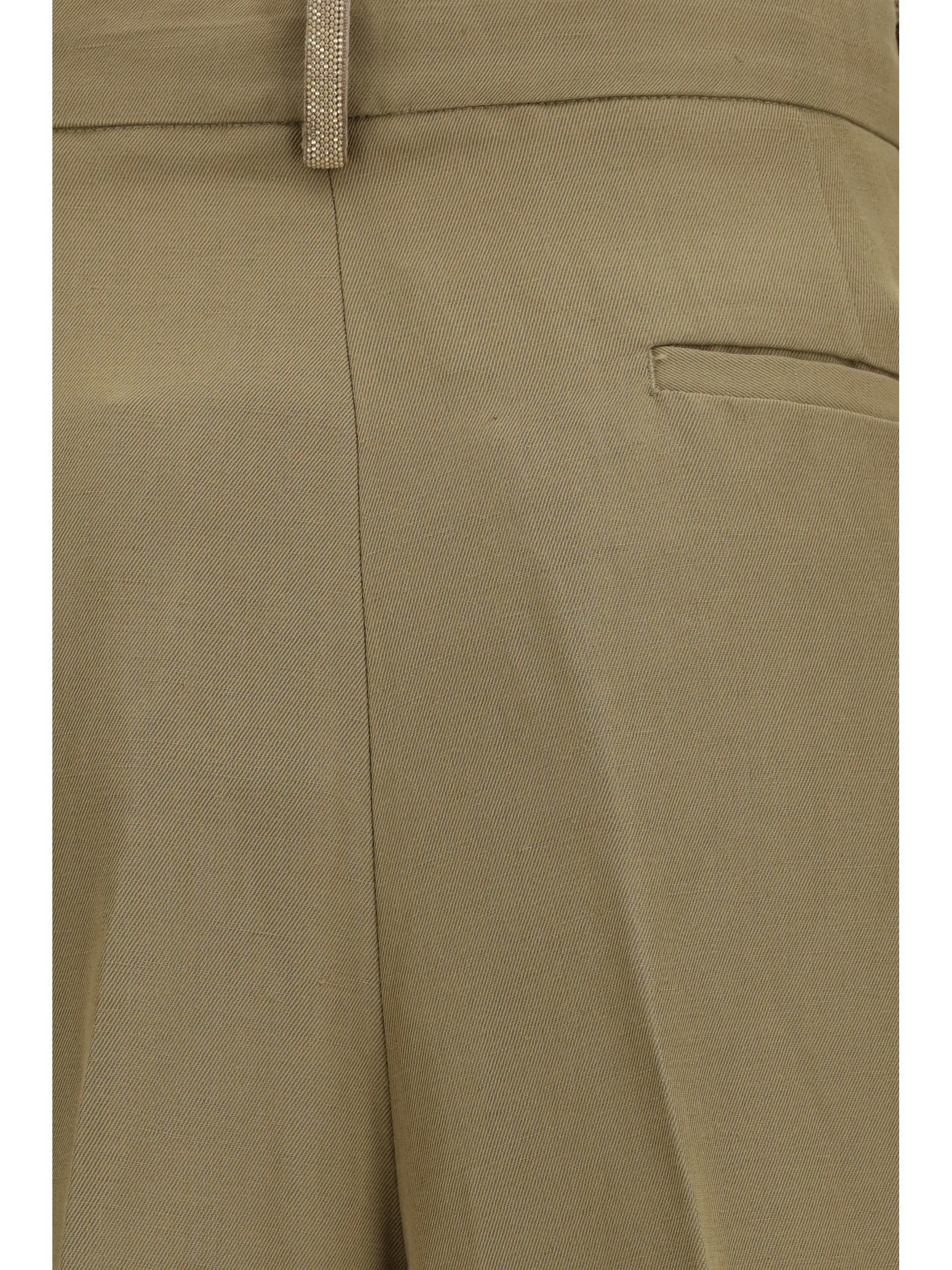 Pleated Viscose Trousers — Taupe