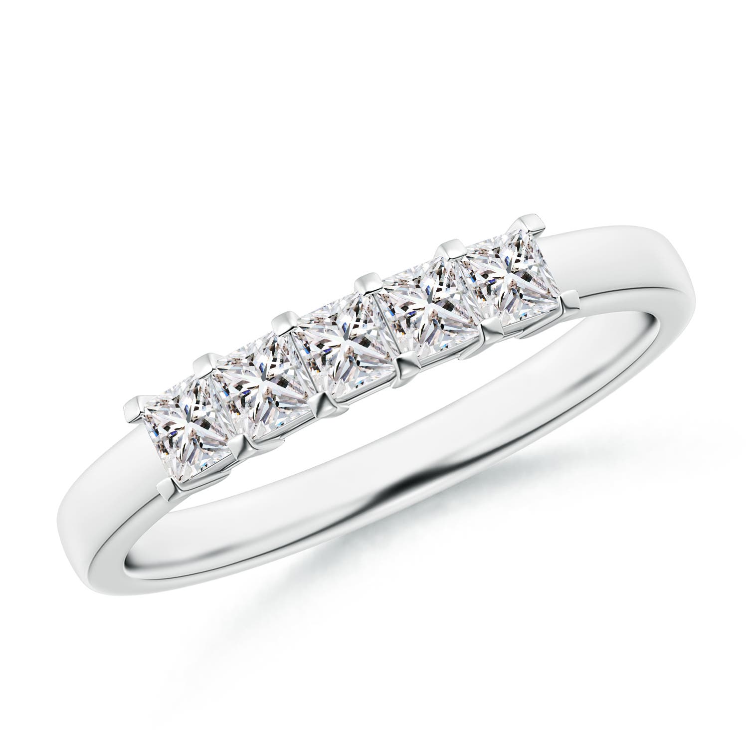 Angara 0.5 Carat Classic Five Stone Princess Diamond Wedding Ring for Her in 14K White Gold
