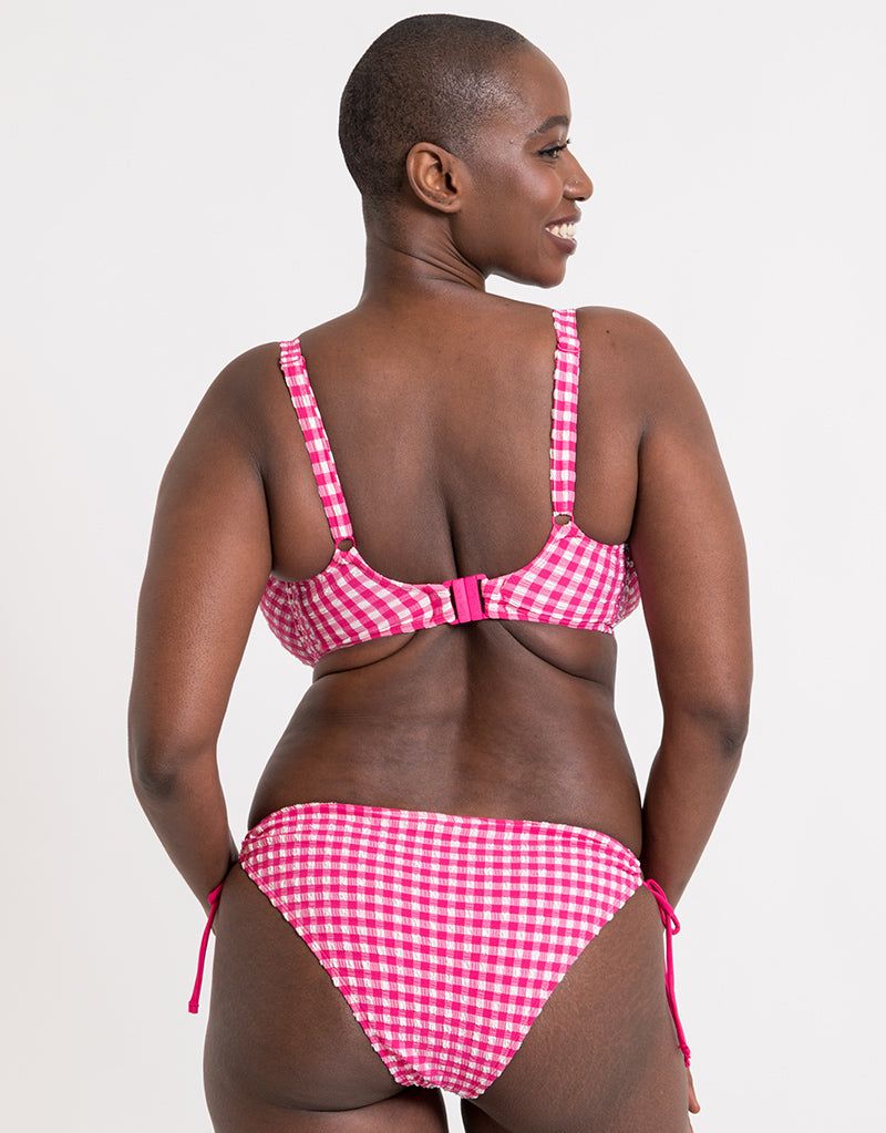 Curvy Kate Women's Holiday Check Tie-Side Bikini Brief in Pink