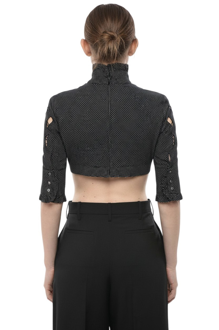Black Polka Dot Turtle Neck Top