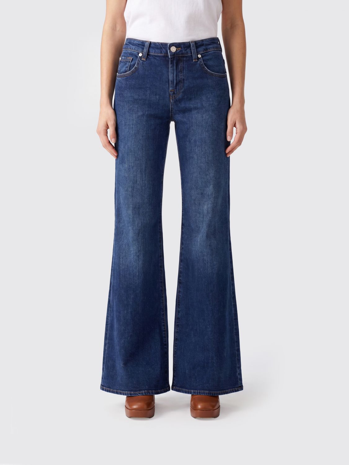High-Waisted Flare Jeans in Stretch Denim