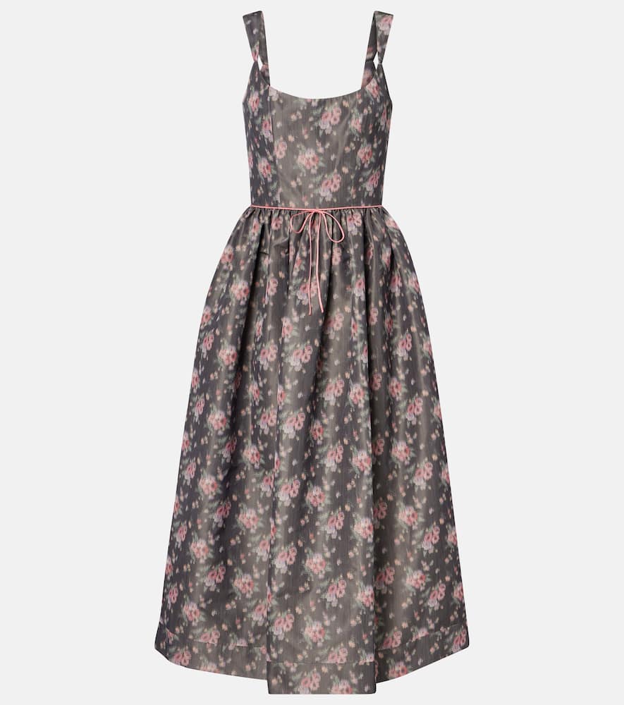 Apple floral taffeta corset midi dress