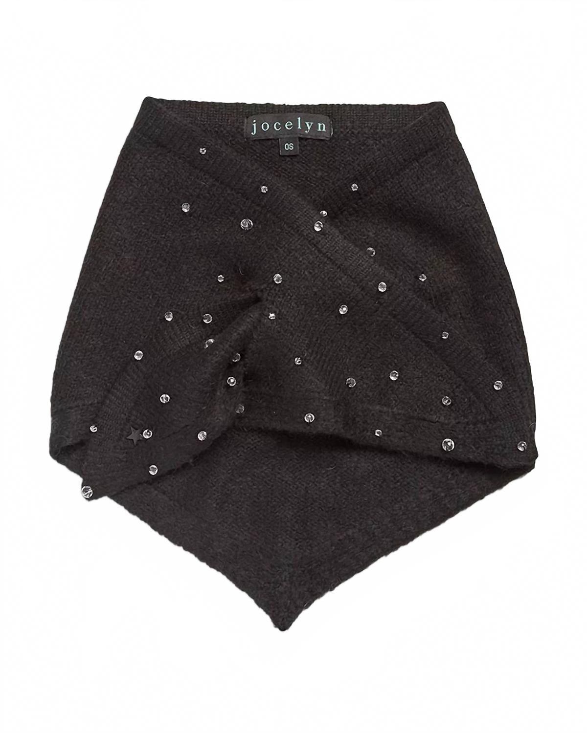 Knit Triangle Pull Thru Scarf In Black