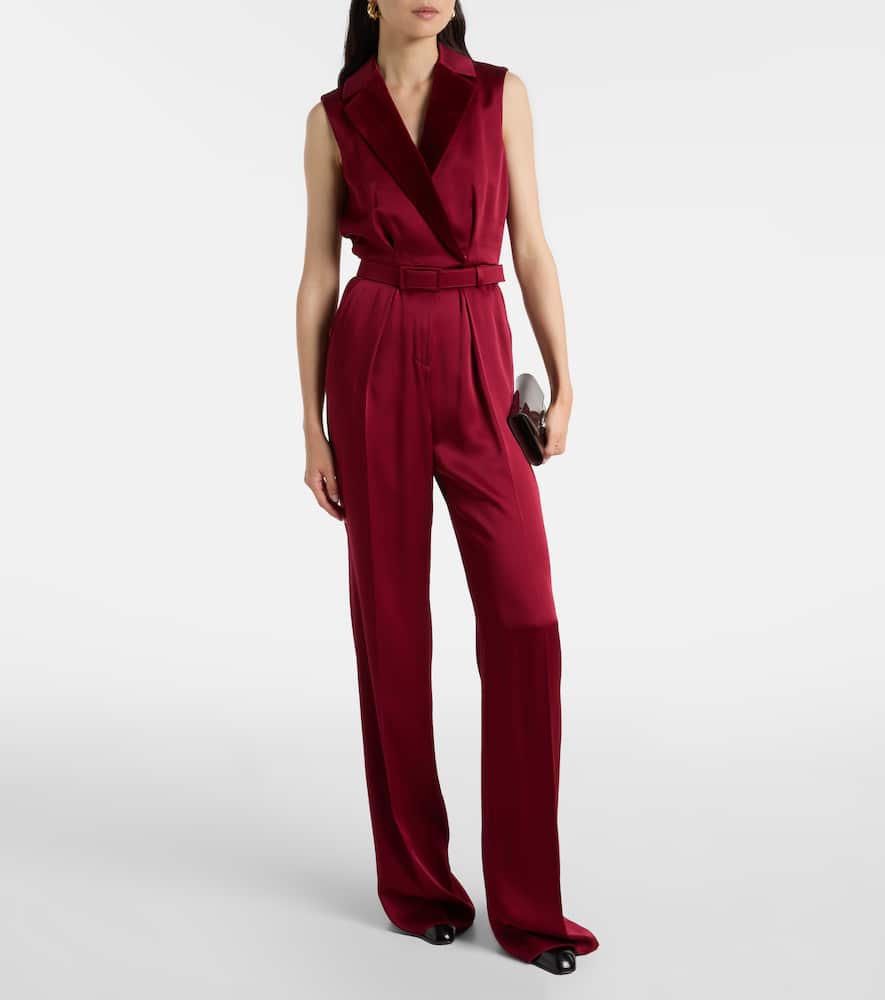Scalata velvet-trimmed satin jumpsuit