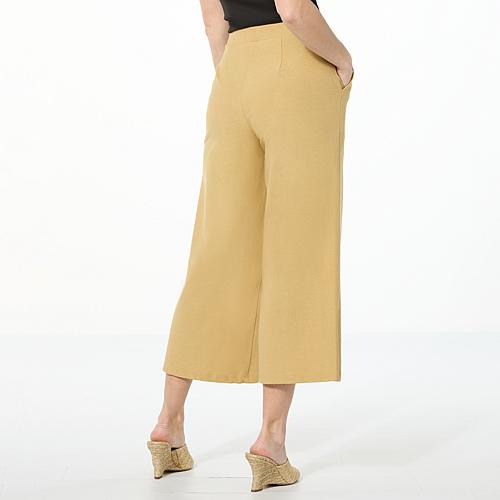 WynneLayers Essential Crepe Knit Wide-Leg Cropped Pant - Black