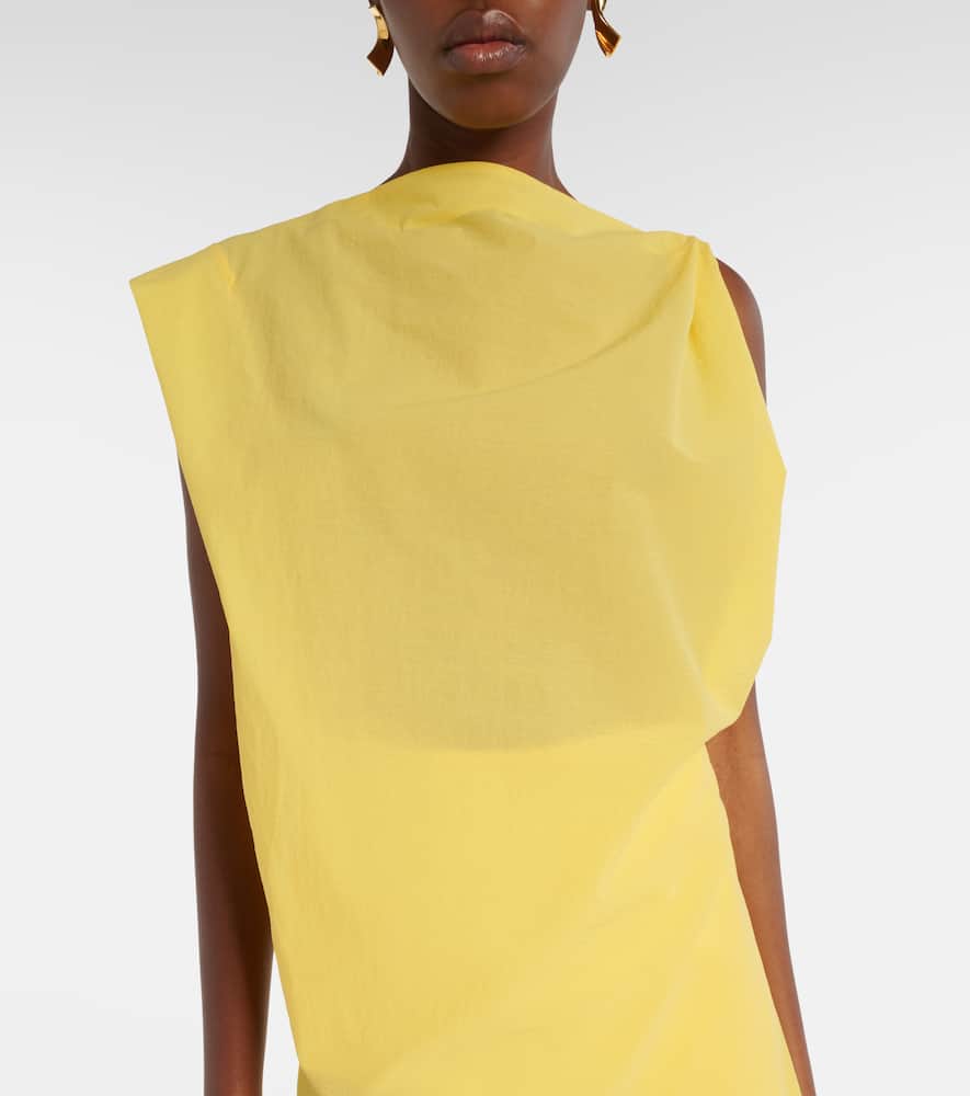 Drap cotton-blend poplin midi dress