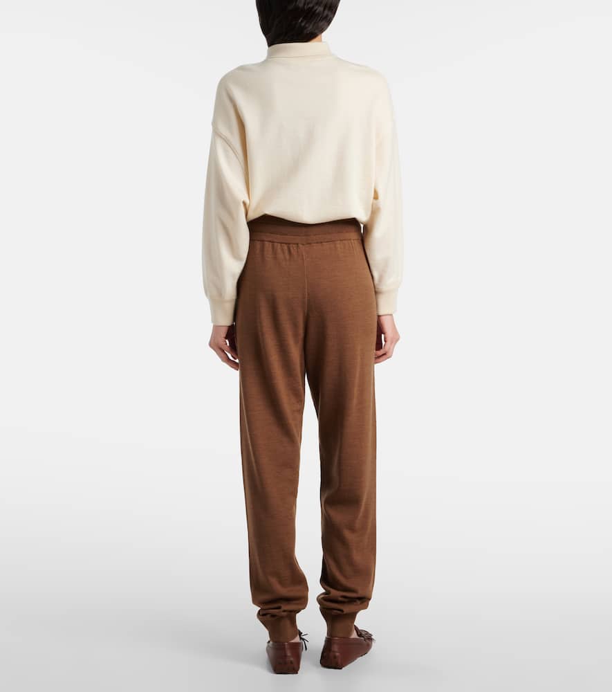 Knitted virgin wool straight-leg pants