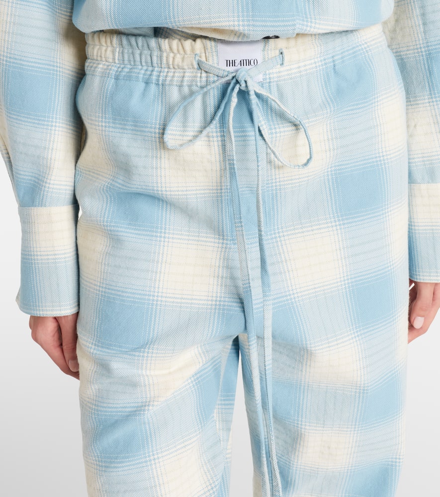 Checked cotton and wool tapered pants