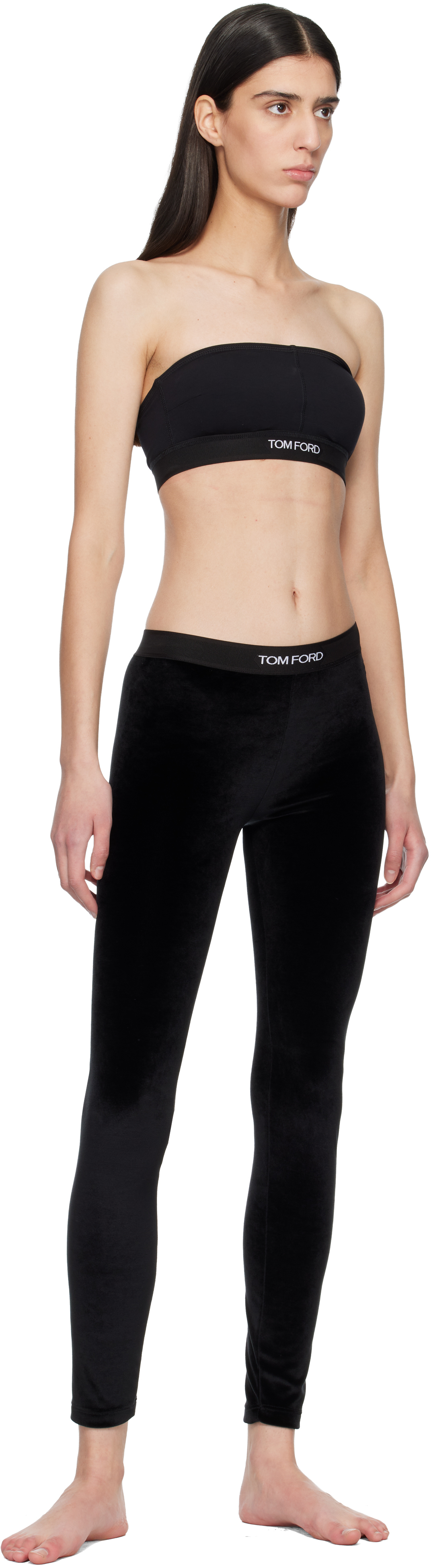 Black Stretch Lustrous Velour Signature Leggings