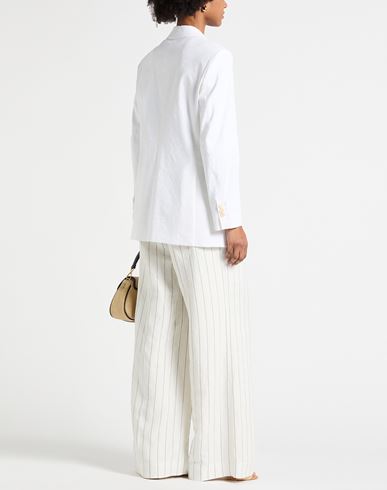 Woman Blazer White Size 0 Linen, Viscose, Elastane
