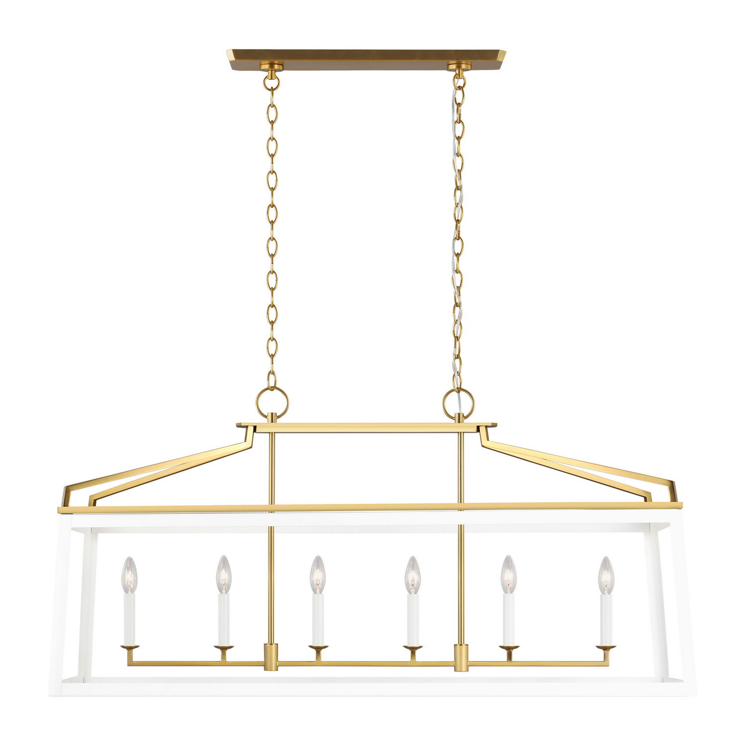 Carlow 6-Light Chandelier in Matte White And Burnished Brass by Chapman & Myer