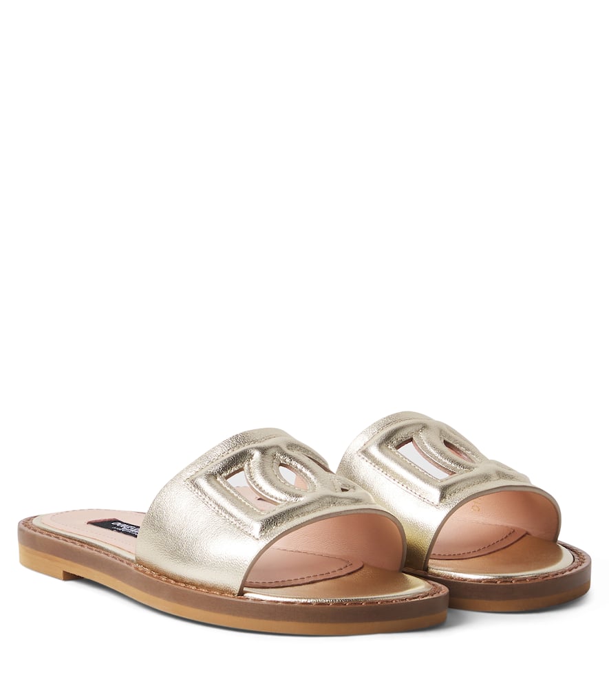 DG metallic leather slides