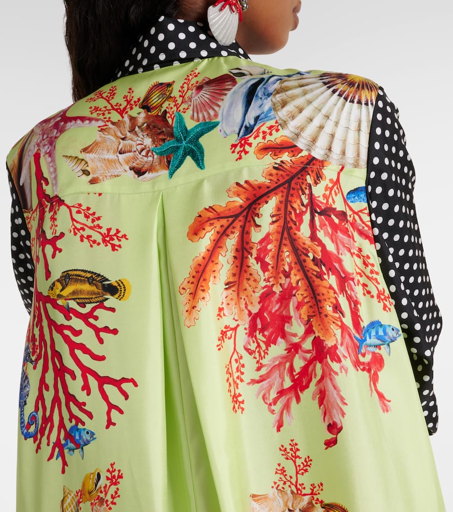 Capri printed silk satin shirt dress