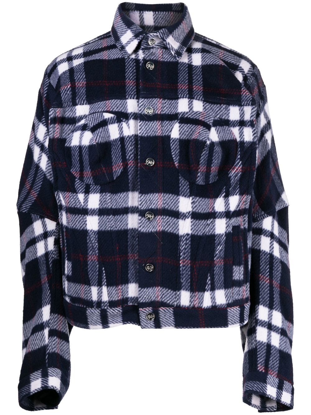 Plaid-check print shirt jacket - Blue