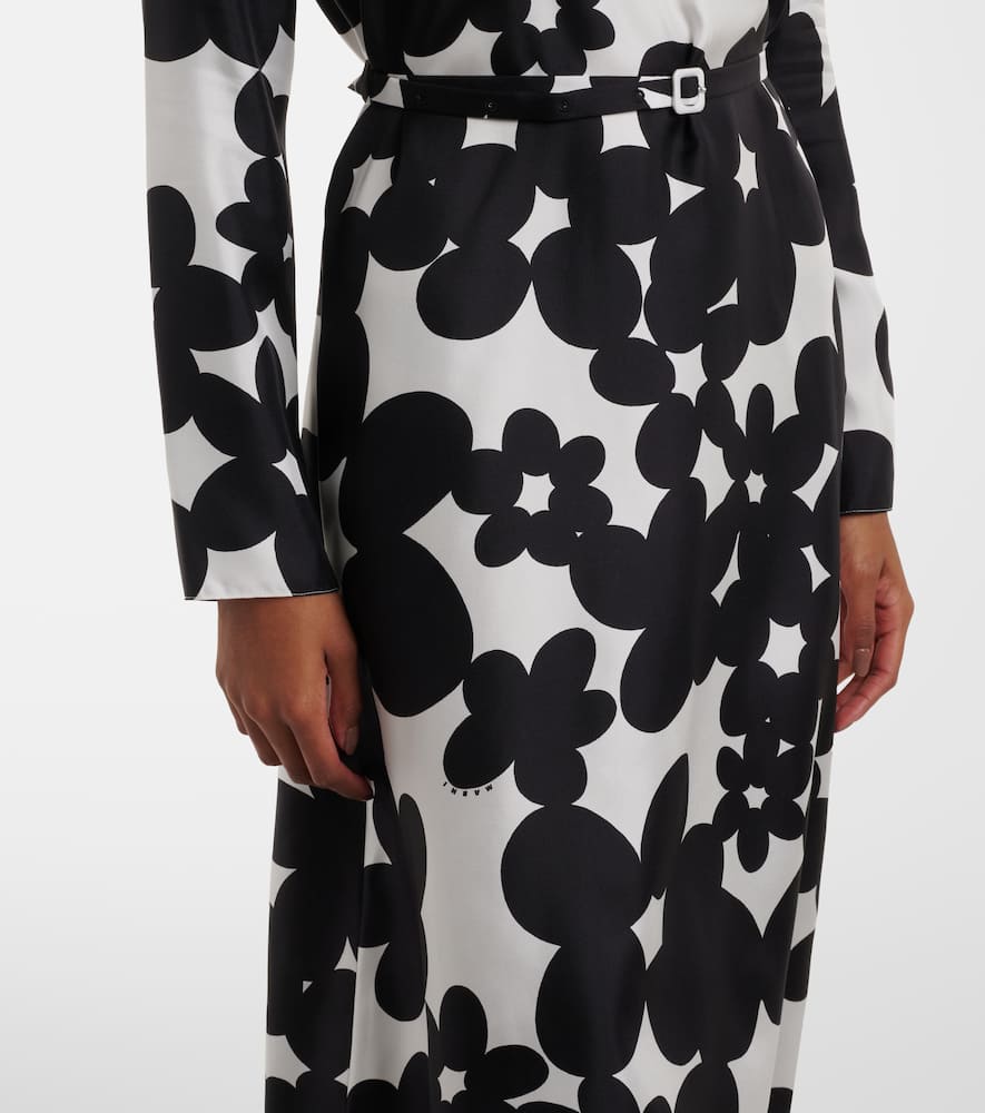 Marni Printed silk midi dress