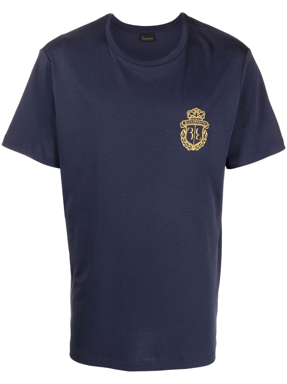 Crest-motif short-sleeved T-shirt - Blue