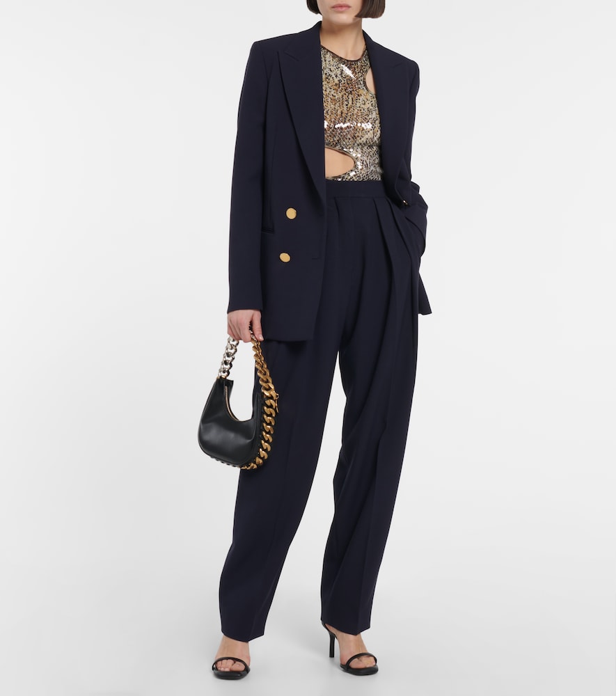 Pleated high-rise wide-leg pants