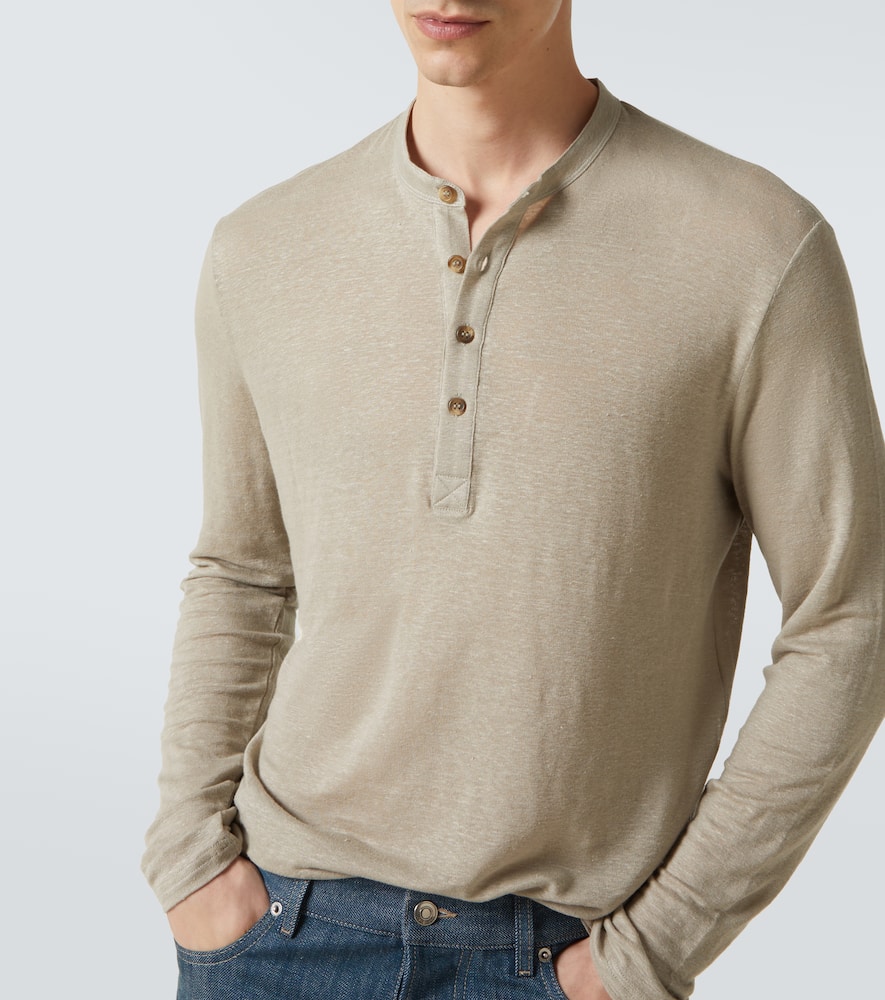 Linen-blend Henley shirt