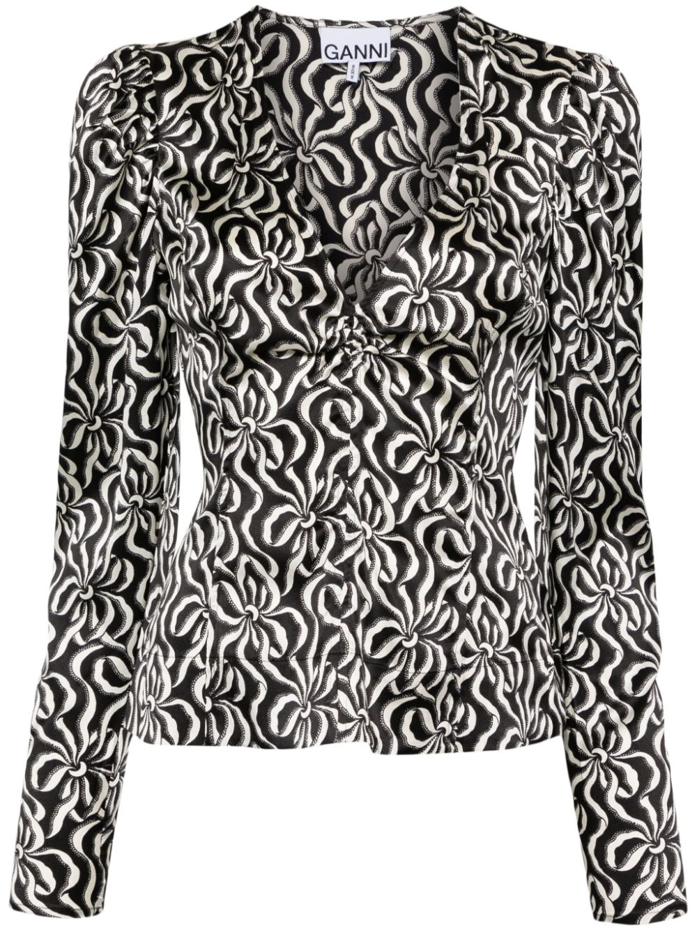 Graphic-print silk blouse - Black