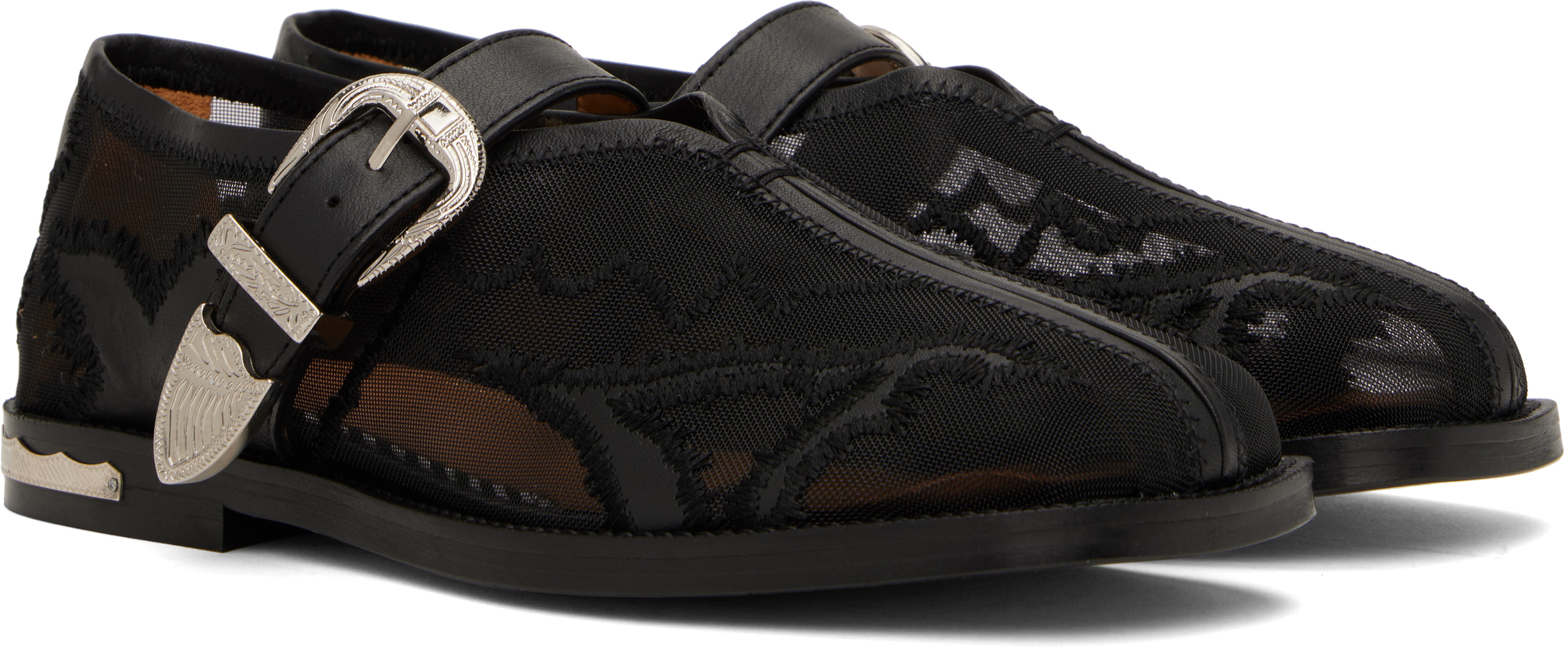 Toga Pulla Black Mesh & Leather Loafers
