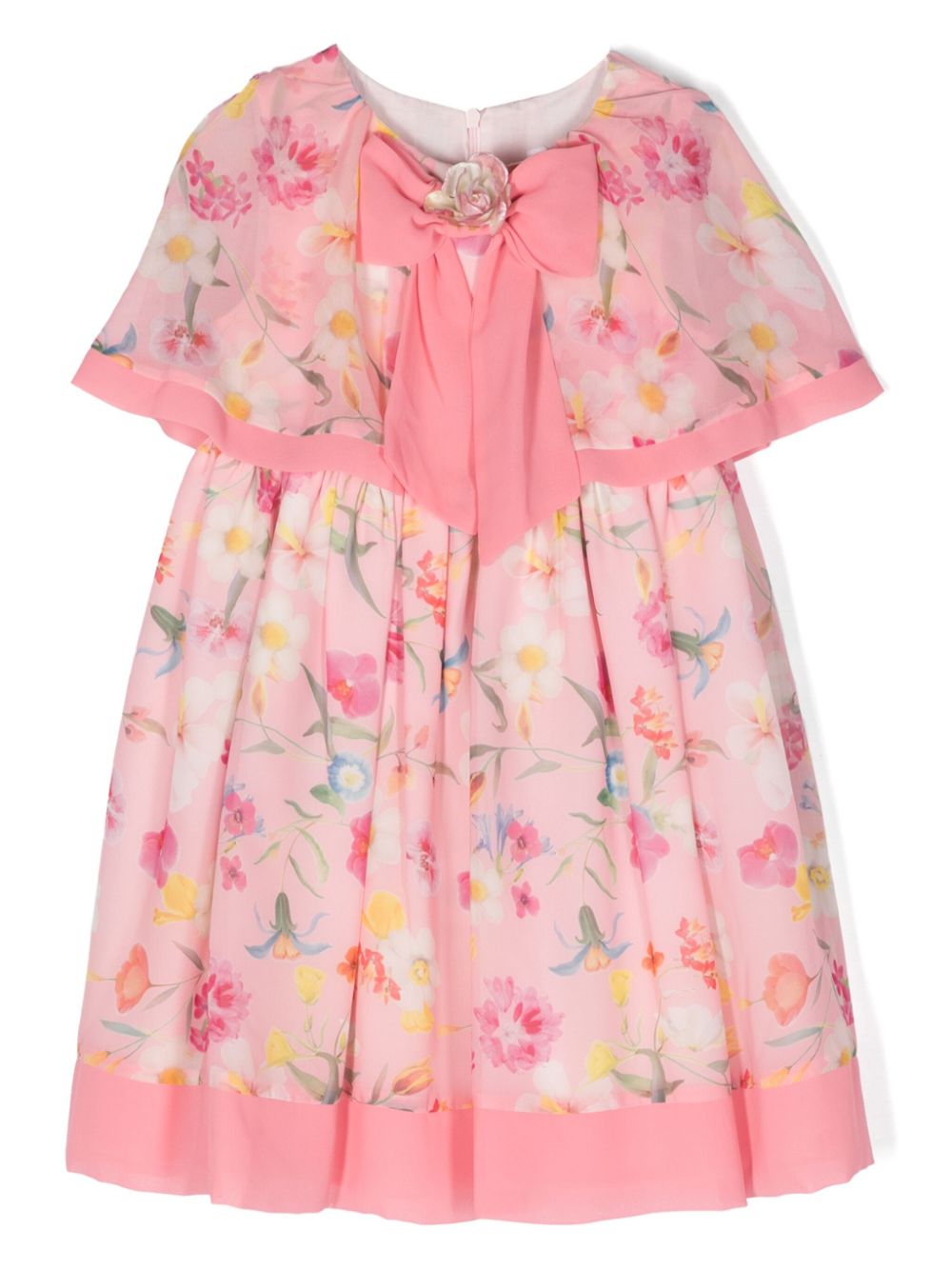 Bow-detailed floral-pattern dress - Pink