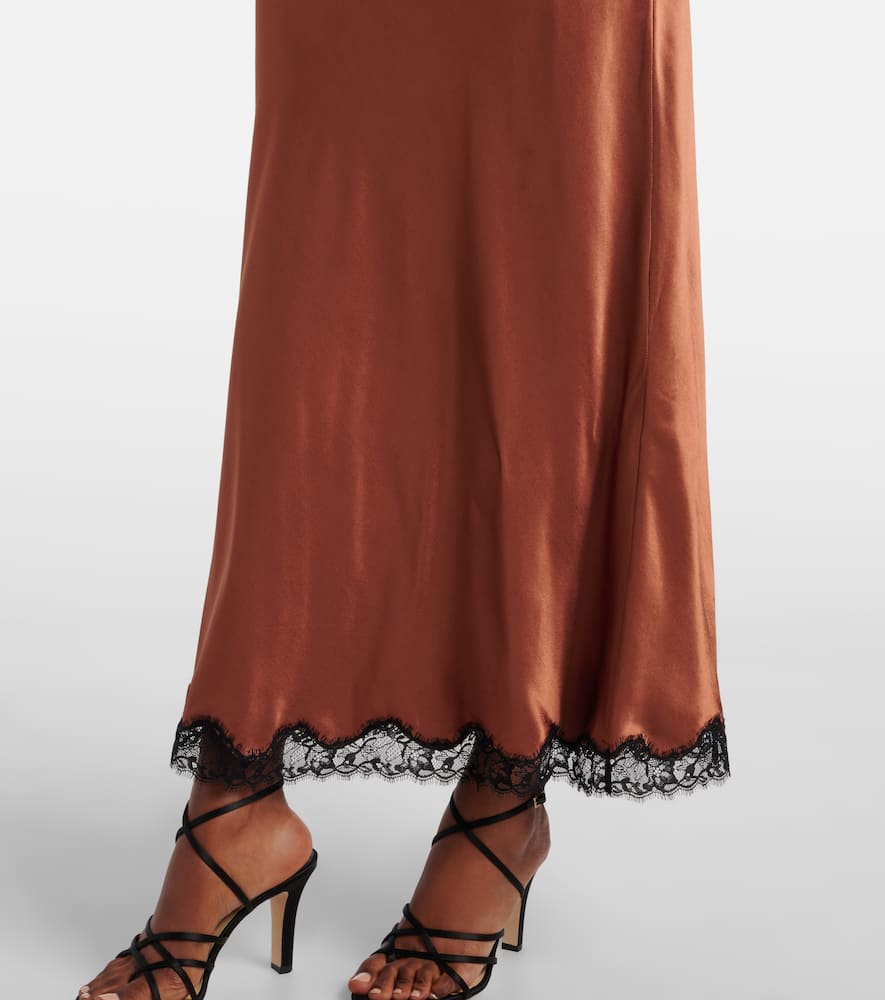 Harlan lace-trimmed satin midi dress