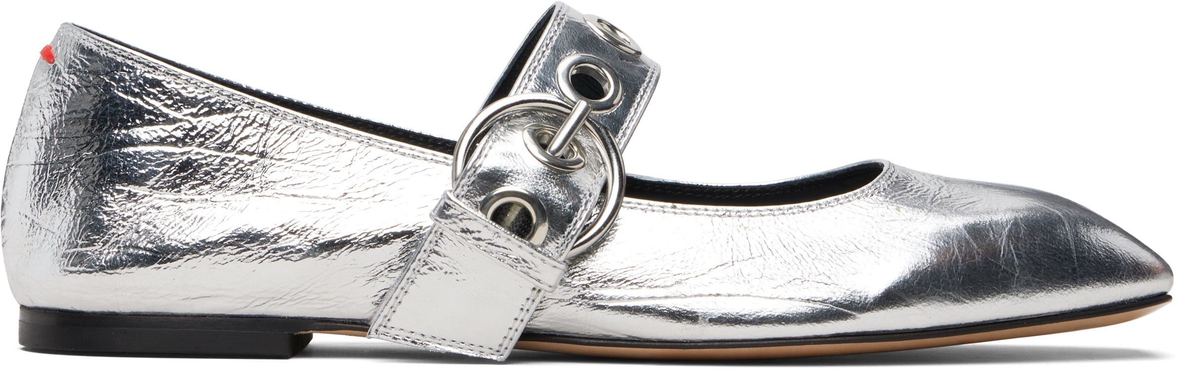 Silver Uma Eyelet Ballerina Flats