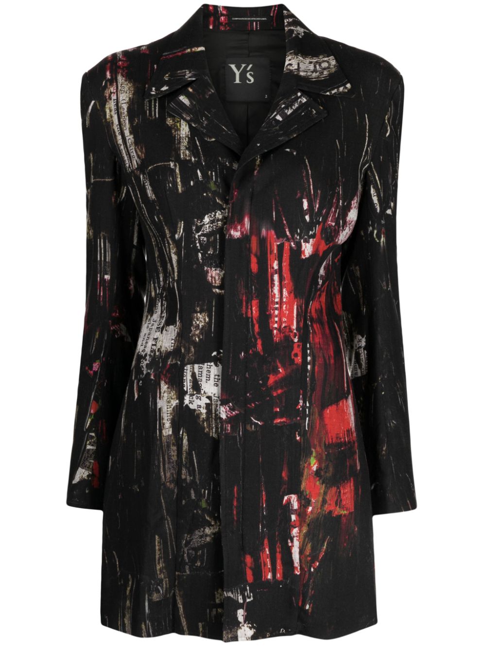 Graphic-print zipped blazer - Black