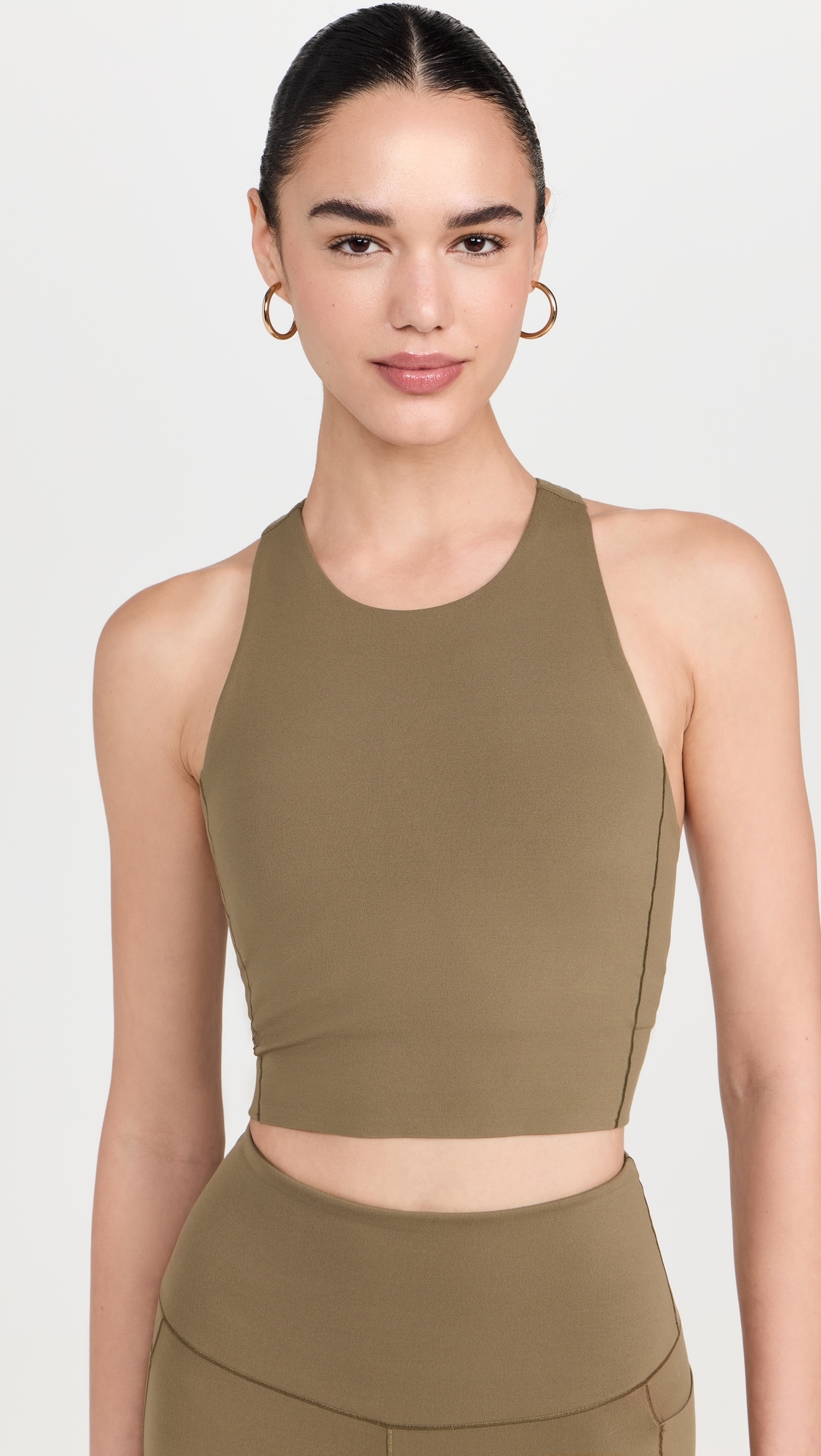 Revive Longline Bra Brown Leaf