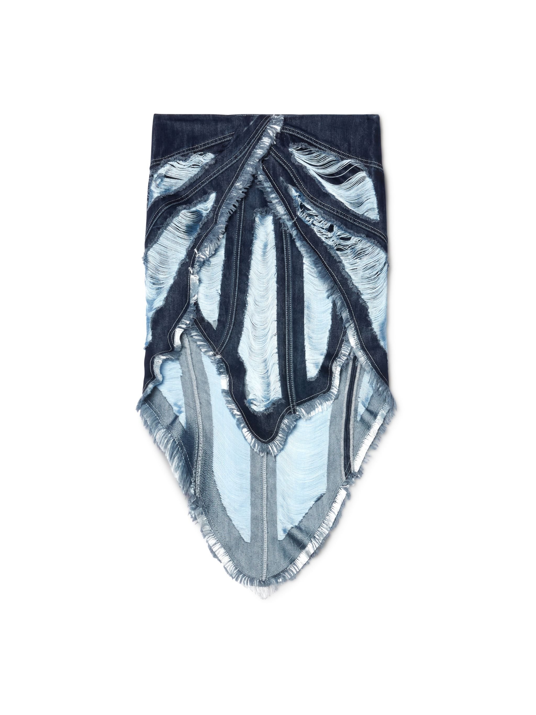 Shredded Denim Skirt