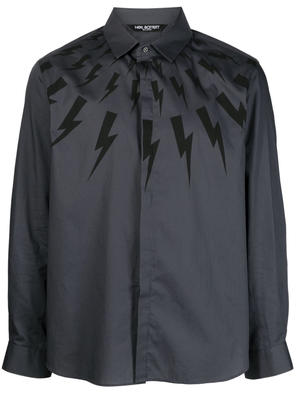 Thunderbolt-print cotton shirt - Grey