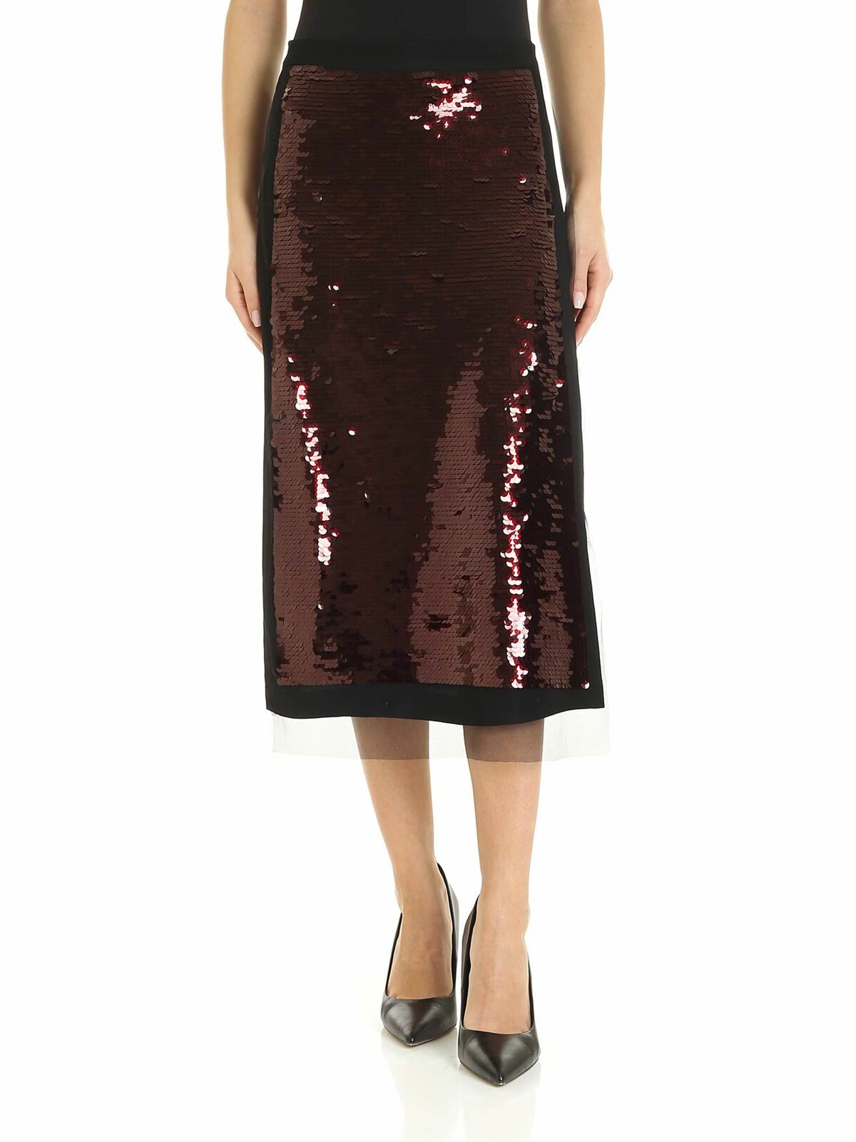 Maxi-sequins skirt in black