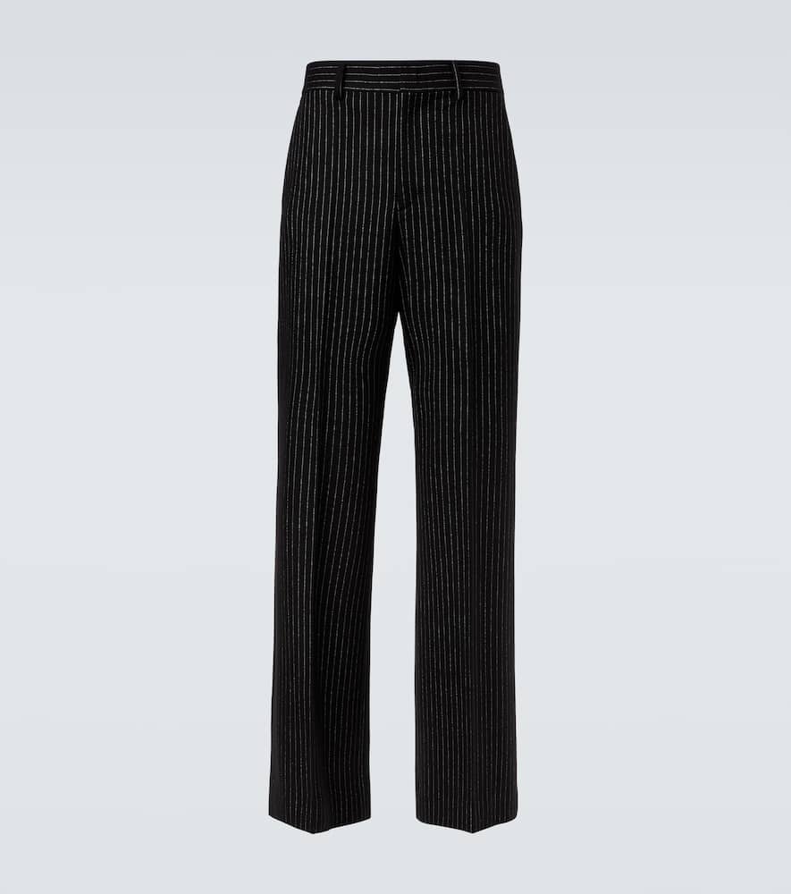 Pinstripe wool and silk straight pants