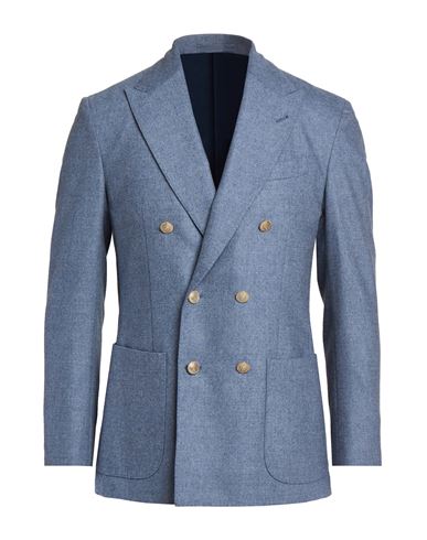 Man Blazer Slate blue Size 36 Wool, Cashmere, Elastane