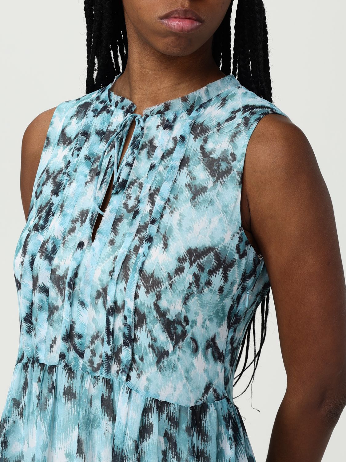 Abstract-pattern maxi dress - Blue