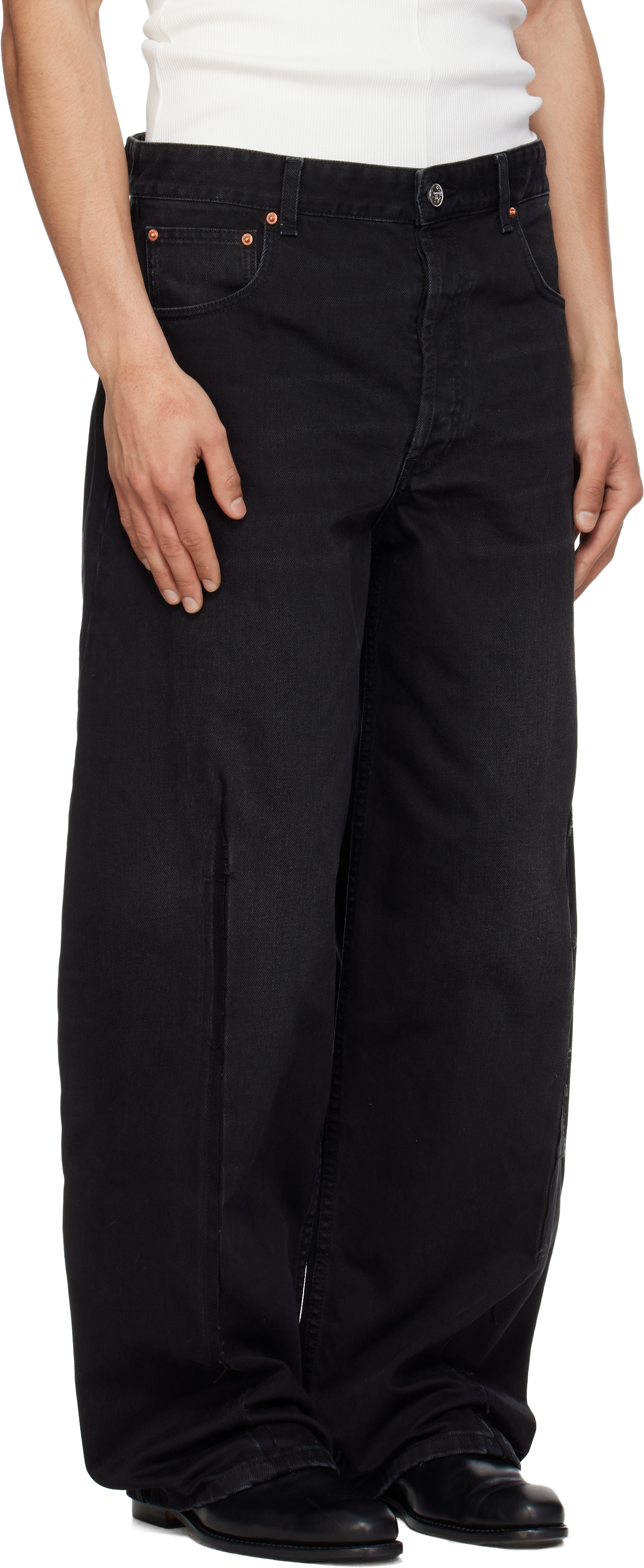 Black Cut Cross Jeans