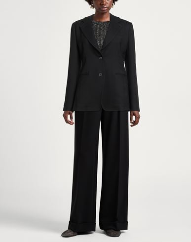 Woman Blazer Black Size 4 Virgin Wool, Viscose, Silk