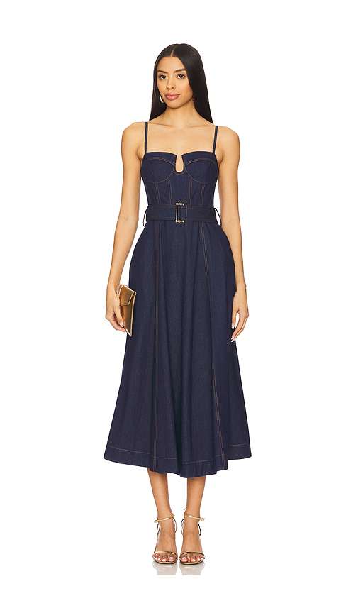 Karina Grimaldi ROBE MI-LONGUE MAVERICK en Blue. L. Also en