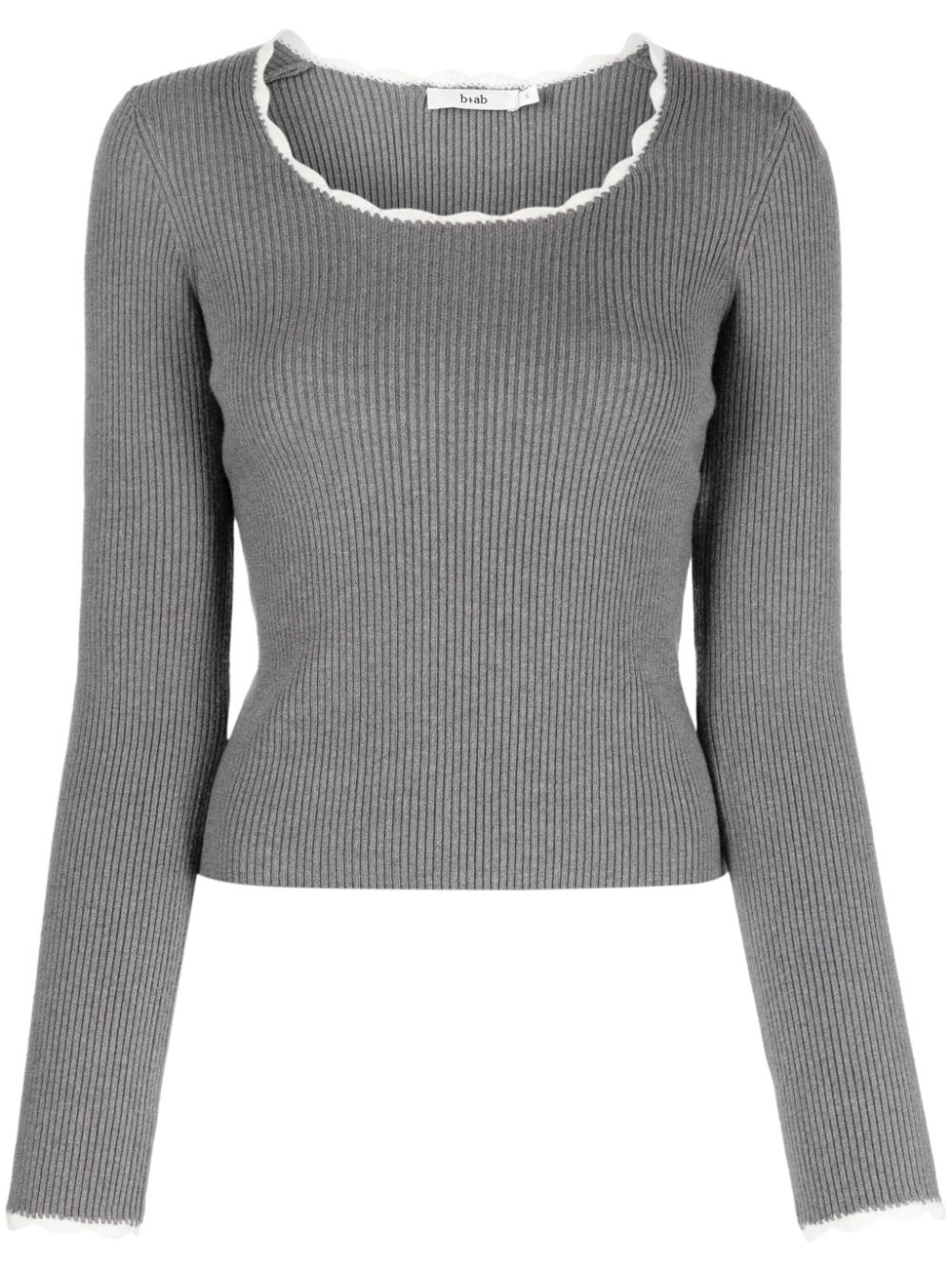 Scallop-edge ribbed-knit jumper - Neutrals
