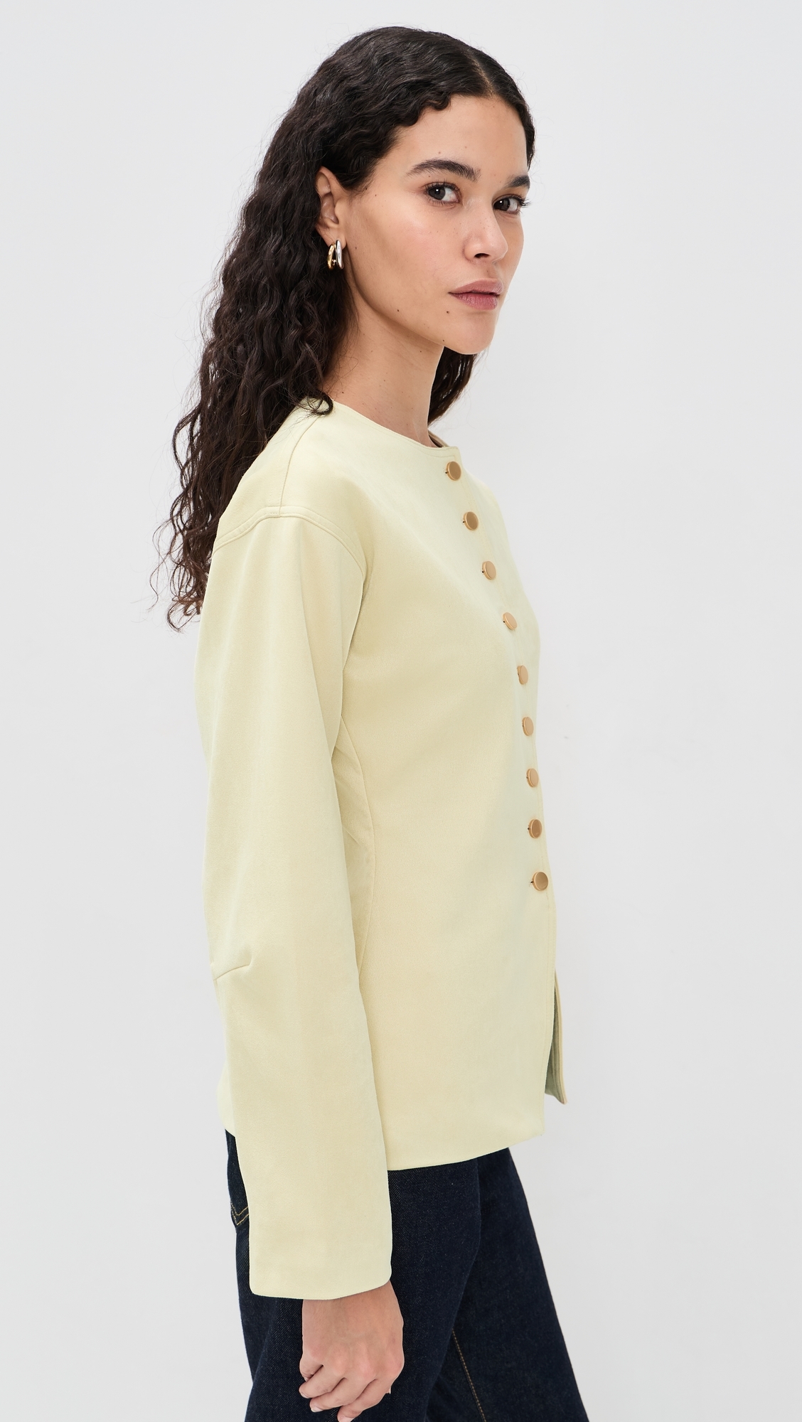 Levony Faux Suede Blazer Buttercream