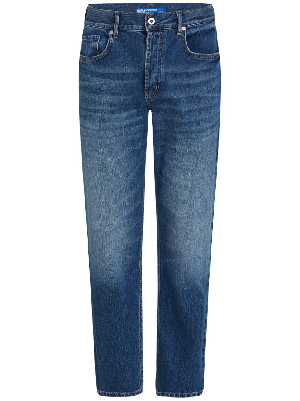 Whiskering-effect tapered-leg jeans - Blue