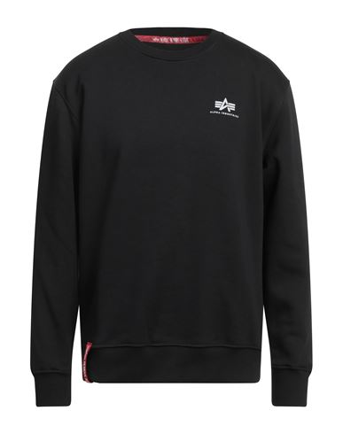 Man Sweatshirt Black Size L Cotton, Polyester